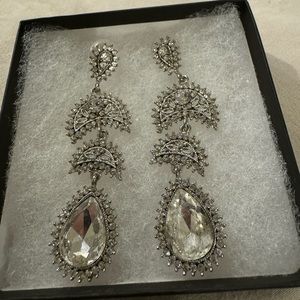 Clear Crystal Dangle Formal Earrings